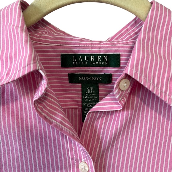Lauren Ralph Lauren Women Stripe Pink Button Down Shirt Small - Picture 2 of 6